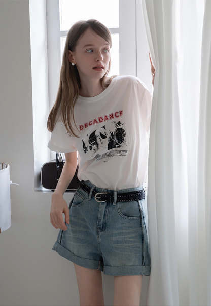 Cuffed Denim Shorts