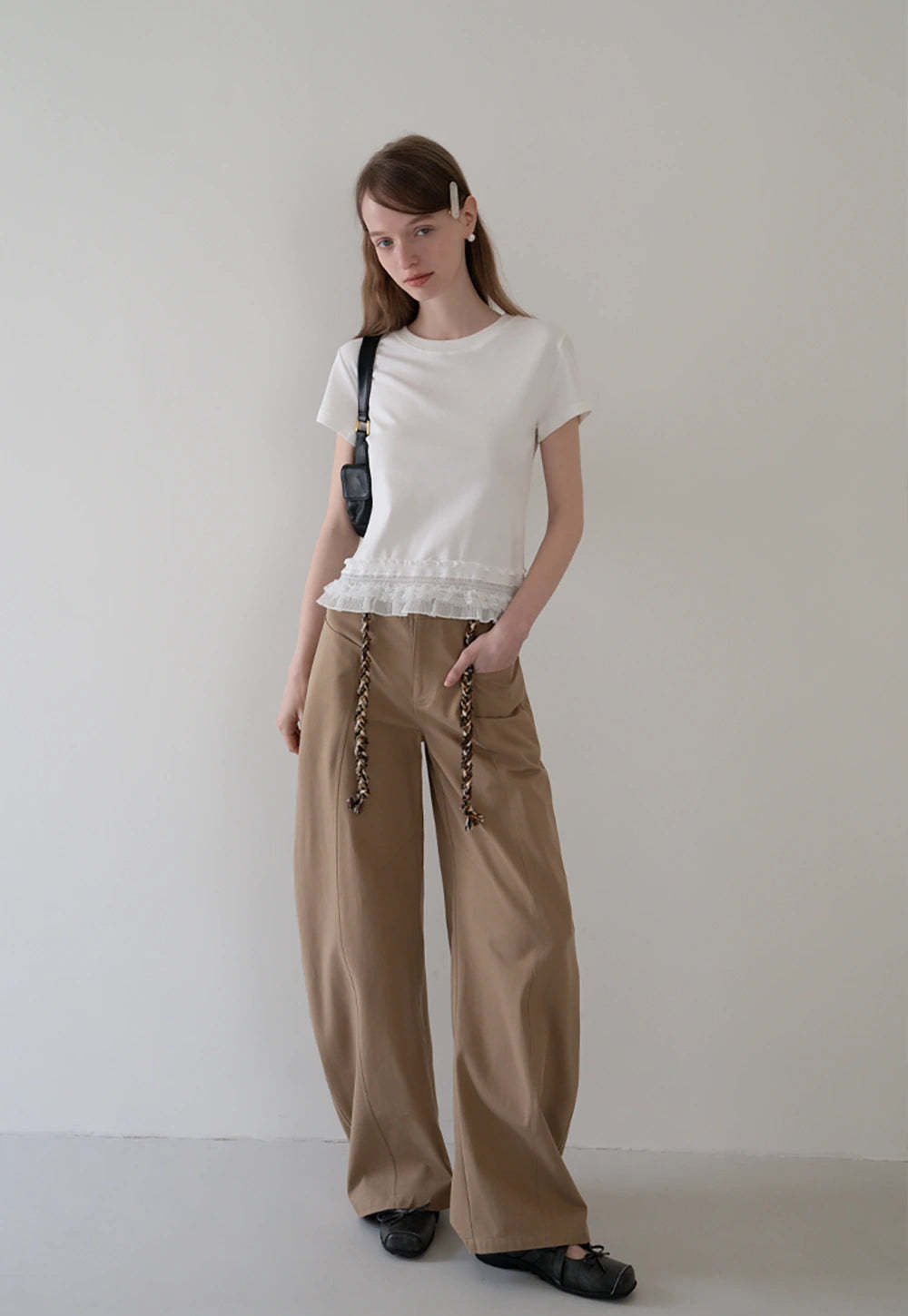 Lace Trim Fitted T-Shirt