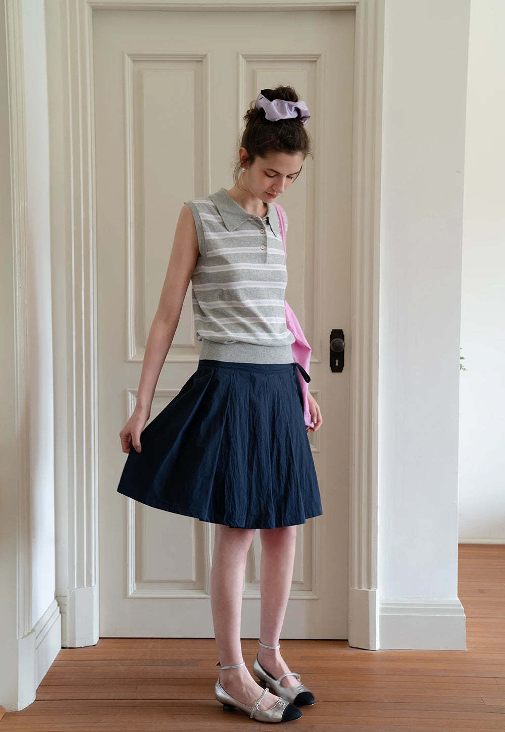 Women's Pleated Skirt with Side Ties