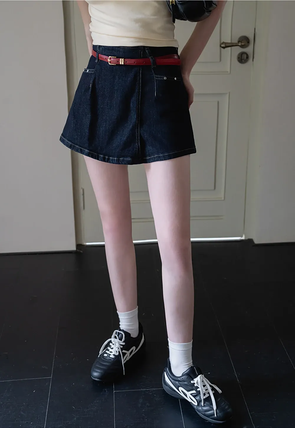 Denim Skort with Belt