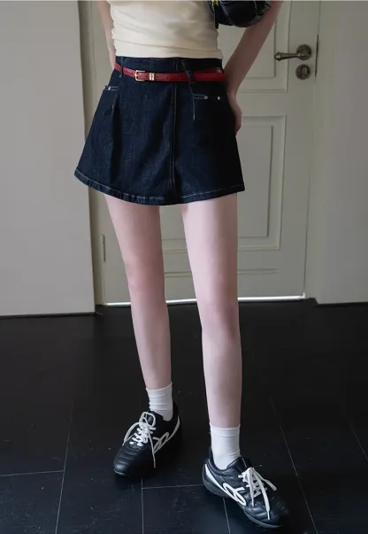 Denim Skort with Belt