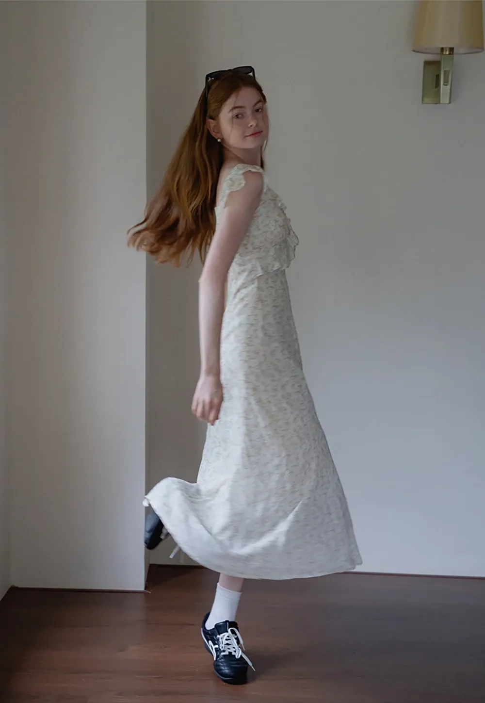 Floral Ruffle Sleeveless Midi Dress