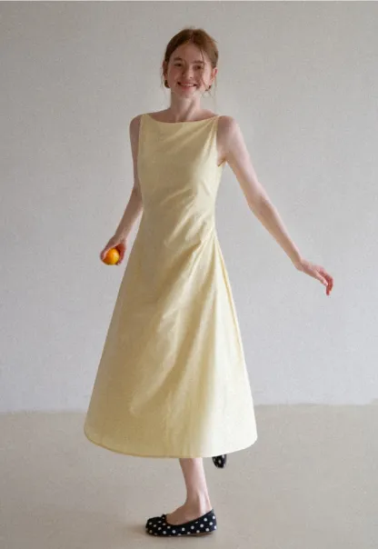 Women’s Boat Neck A-Line Midi Dress