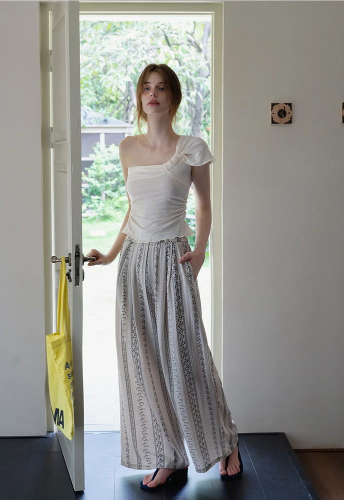 Women’s Boho Stripe Wide-Leg Palazzo Pants