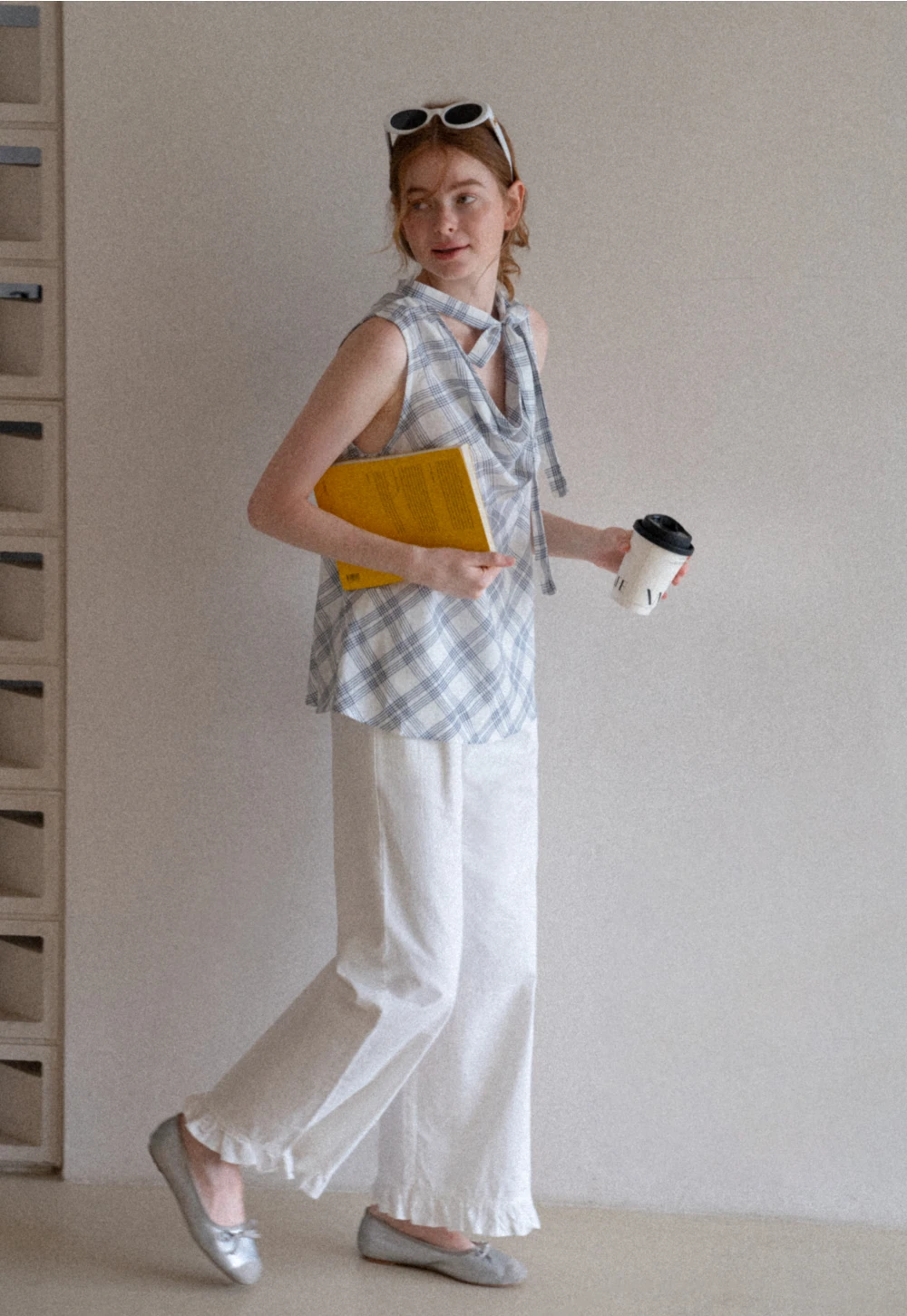 Plaid Bow Sleeveless Top