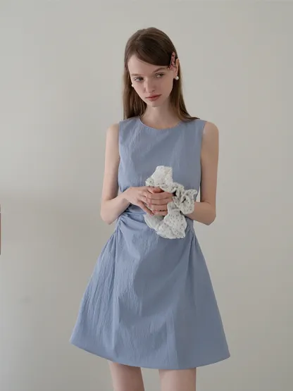 Sleeveless Ruched Waist A-Line Mini Dress