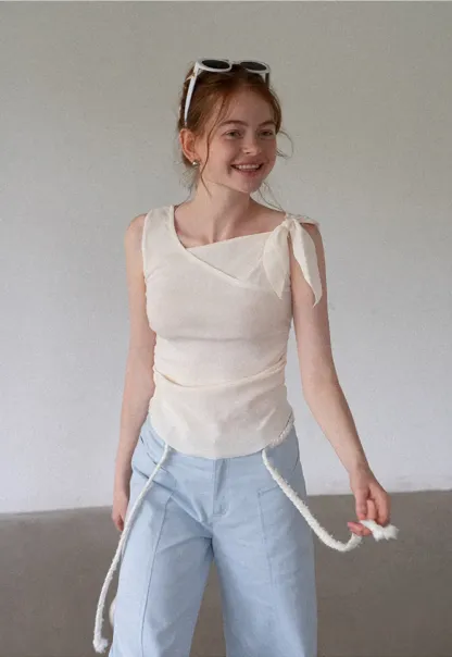 Asymmetrical One-Shoulder Tie Tank