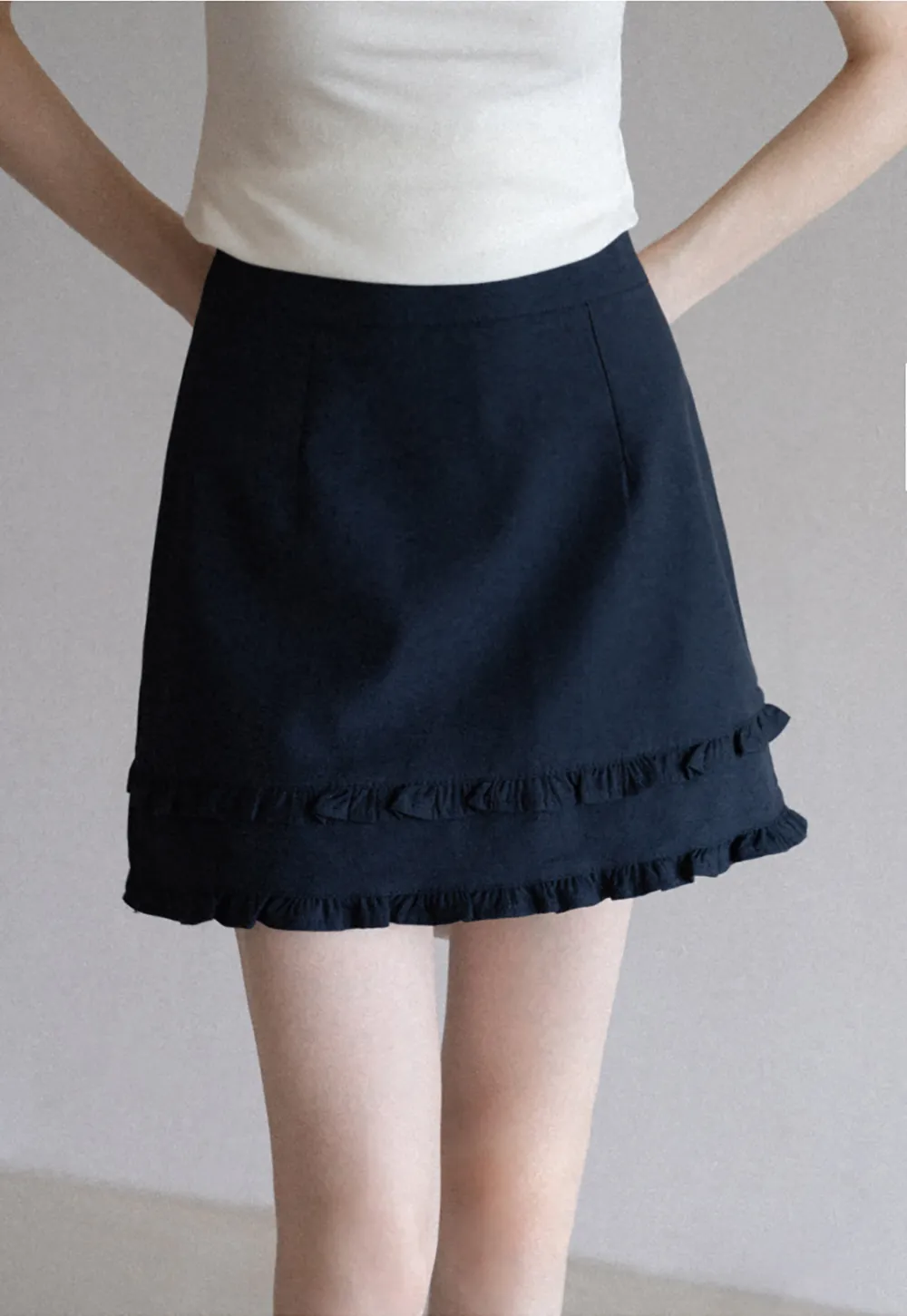 Ruffled Hem A-Line Mini Skirt