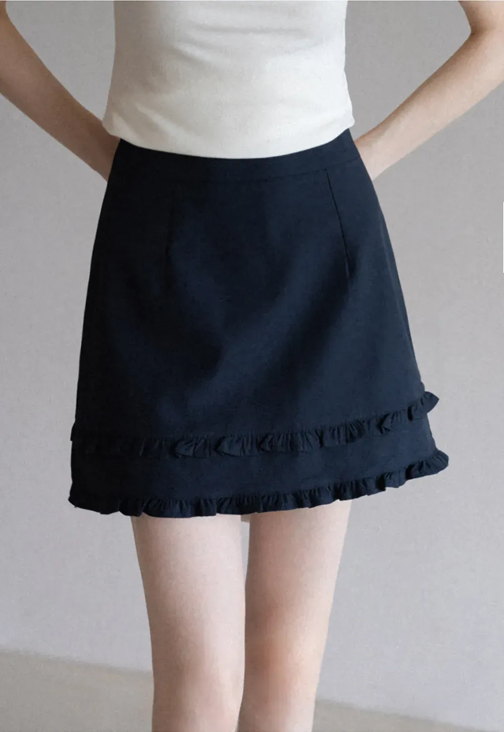 Ruffled Hem A-Line Mini Skirt