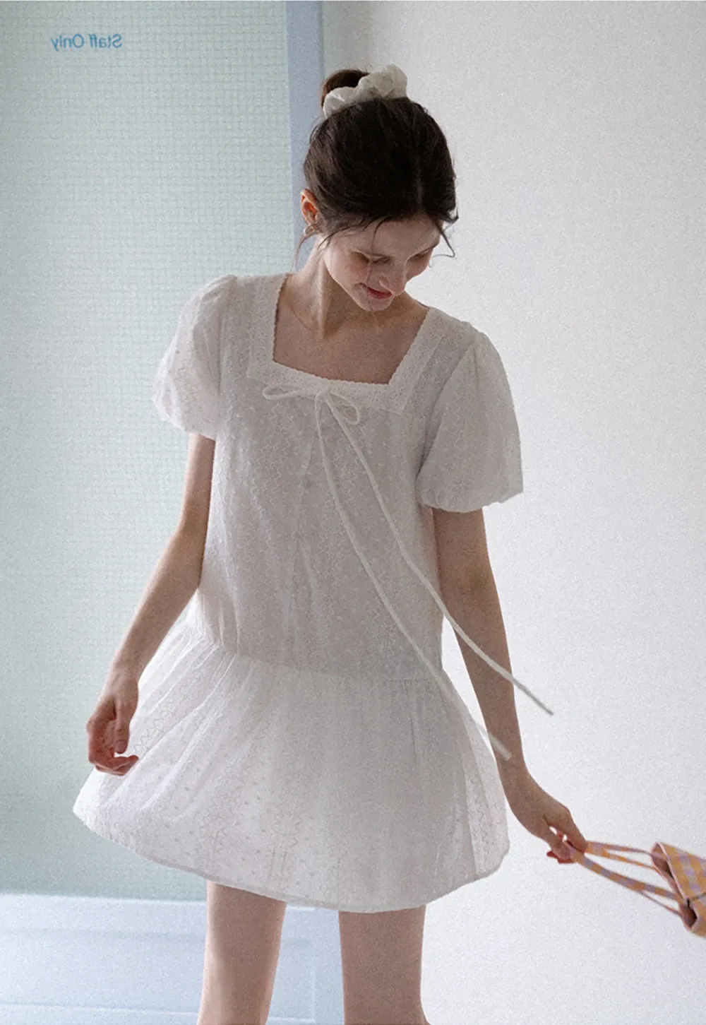 Square-Neck Lace Babydoll Dress