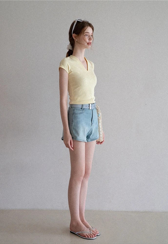 Belted High-Waist Denim Shorts
