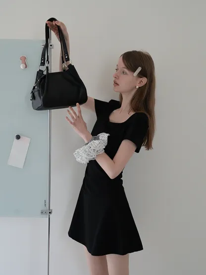 Women's Square Neck Fit and Flare Mini Dress