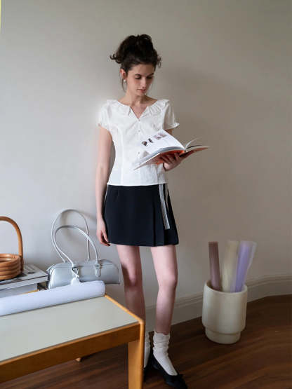 Women's Eyelet Lace V-Neck Blouse