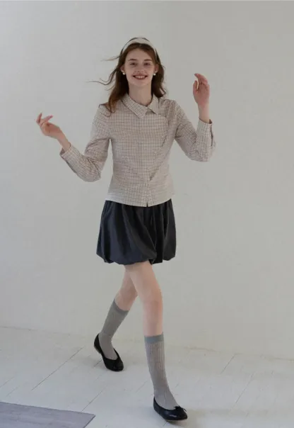 Drawstring Bubble Mini Skirt