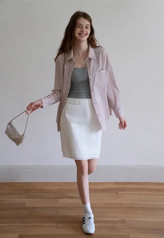 Women Plaid Tie‑Neck Shirt