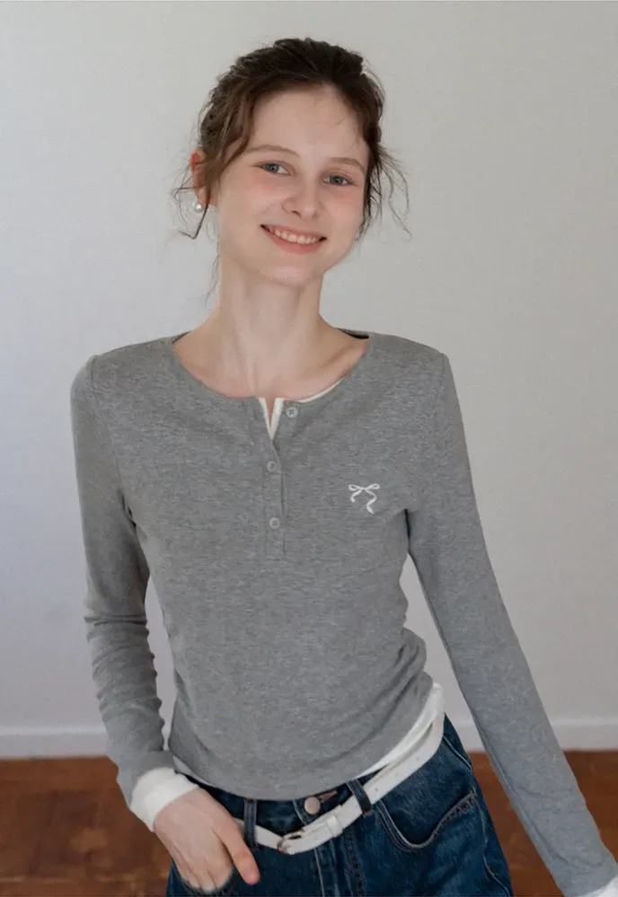 Ruched Henley Crop Top