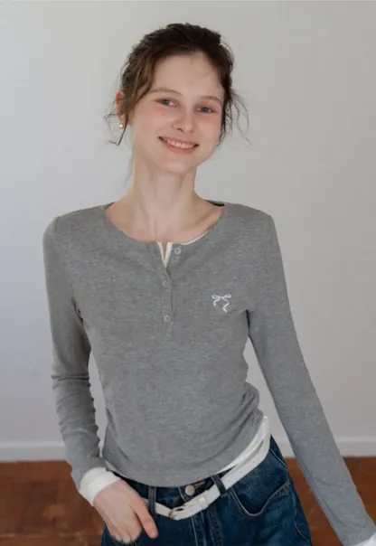 Ruched Henley Crop Top