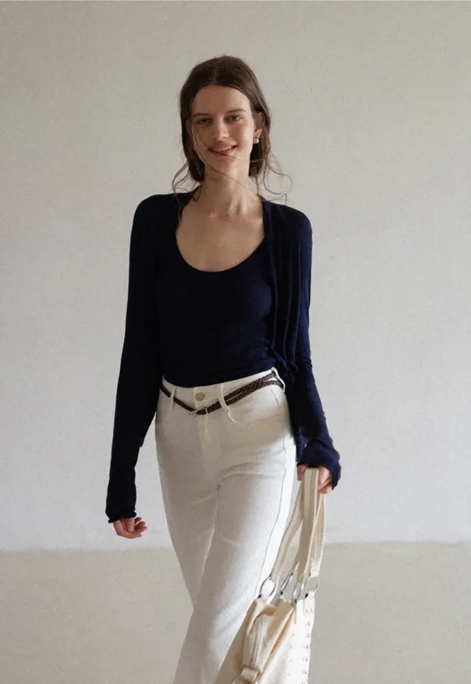 Braided-Belt Flared Jeans with Scarf Tie