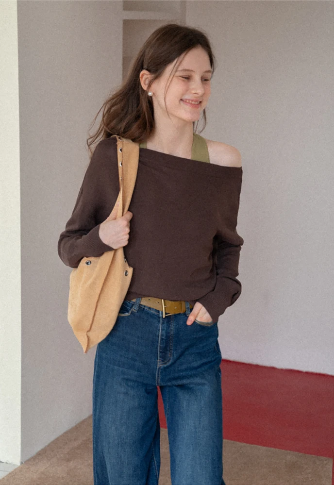 Off-Shoulder Knit Sweater