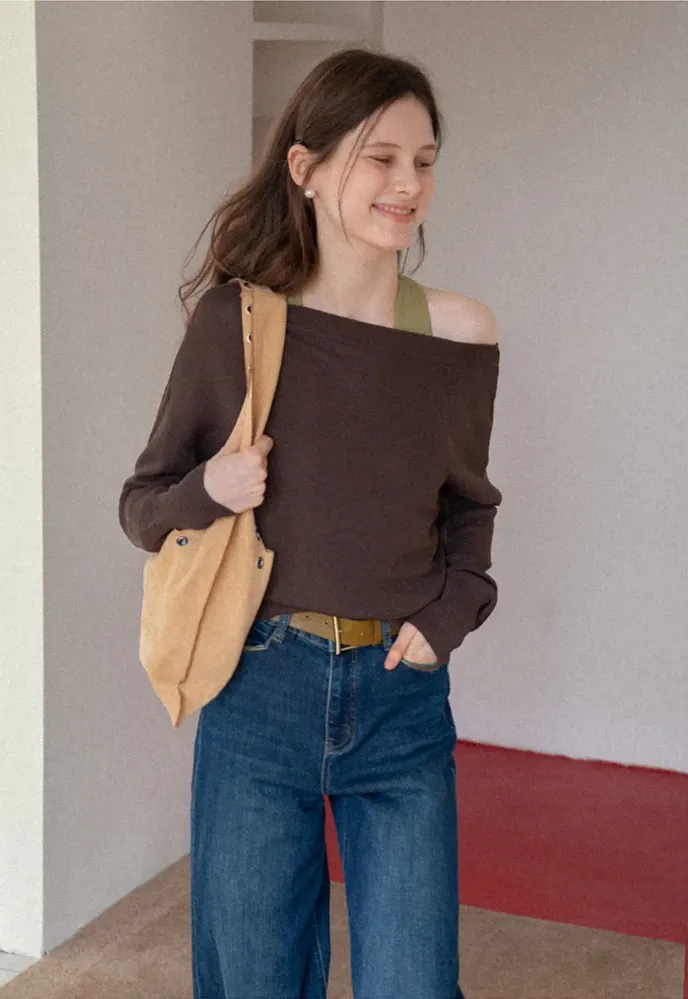 Off-Shoulder Knit Sweater