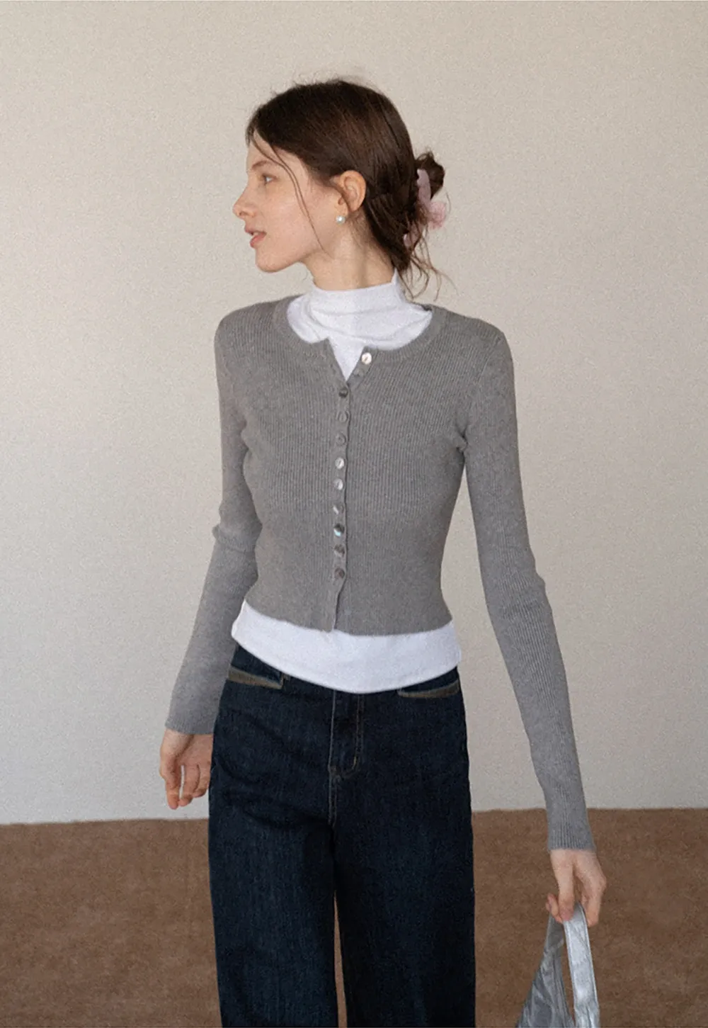 Women's Ribbed Cropped Cardigan