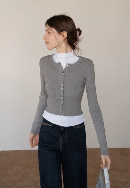 Women's Ribbed Cropped Cardigan