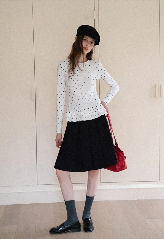 Belted Pleated Mini Skirt