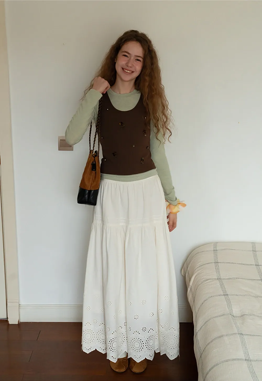 Womens Vintage White Maxi Skirt