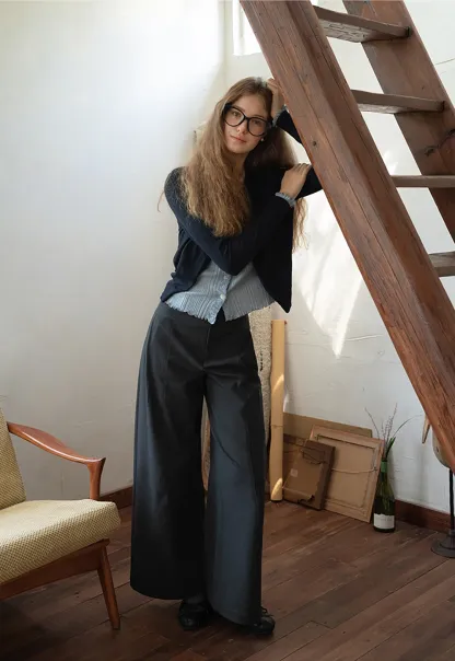 Elegant Office Work Pants Wide Leg High Waist