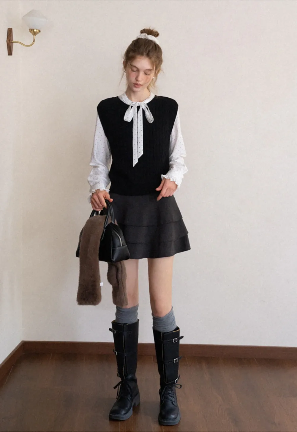 Womens Solid Color Ribbed Sweater Vest