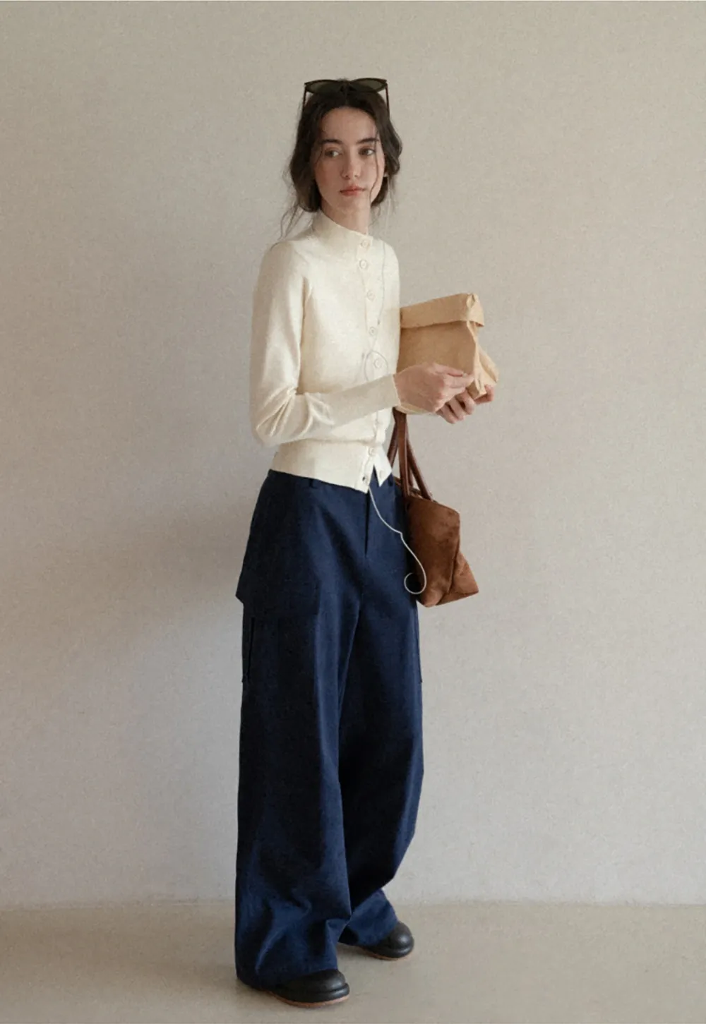 Womens Wide Leg Cargo Pants with Pockets