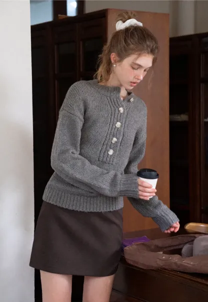 Womens Long Sleeve Mock Neck Sweater