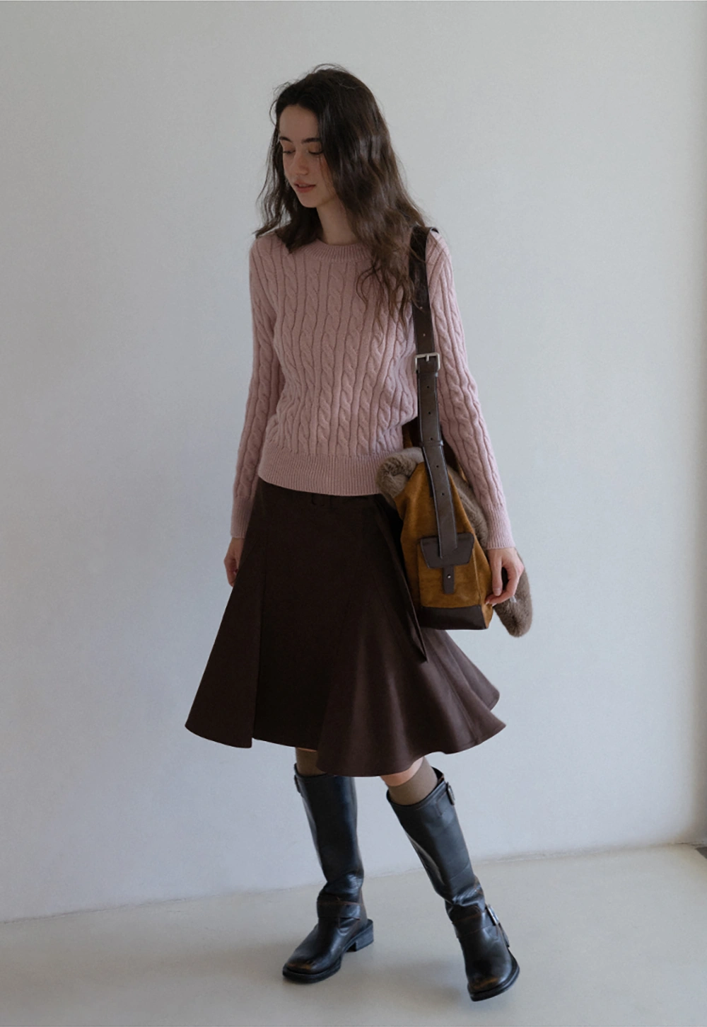 Womens Vintage Suede A-Line Skirt