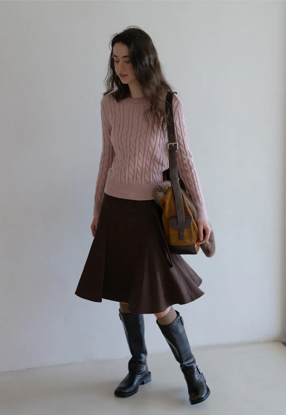 Womens Vintage Suede A-Line Skirt