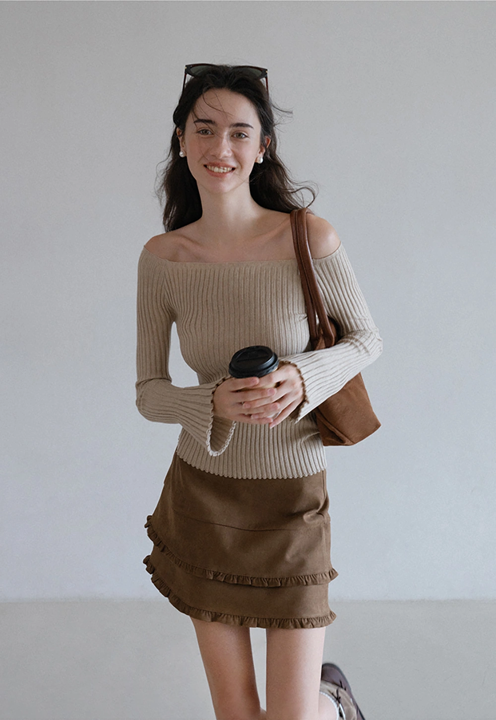 Elegant Off Shoulder Knit Top