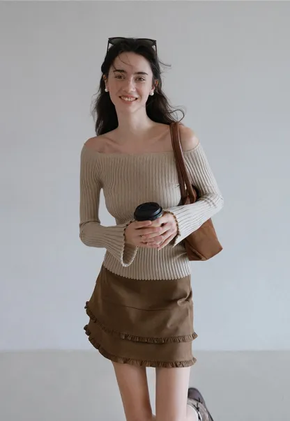Elegant Off Shoulder Knit Top