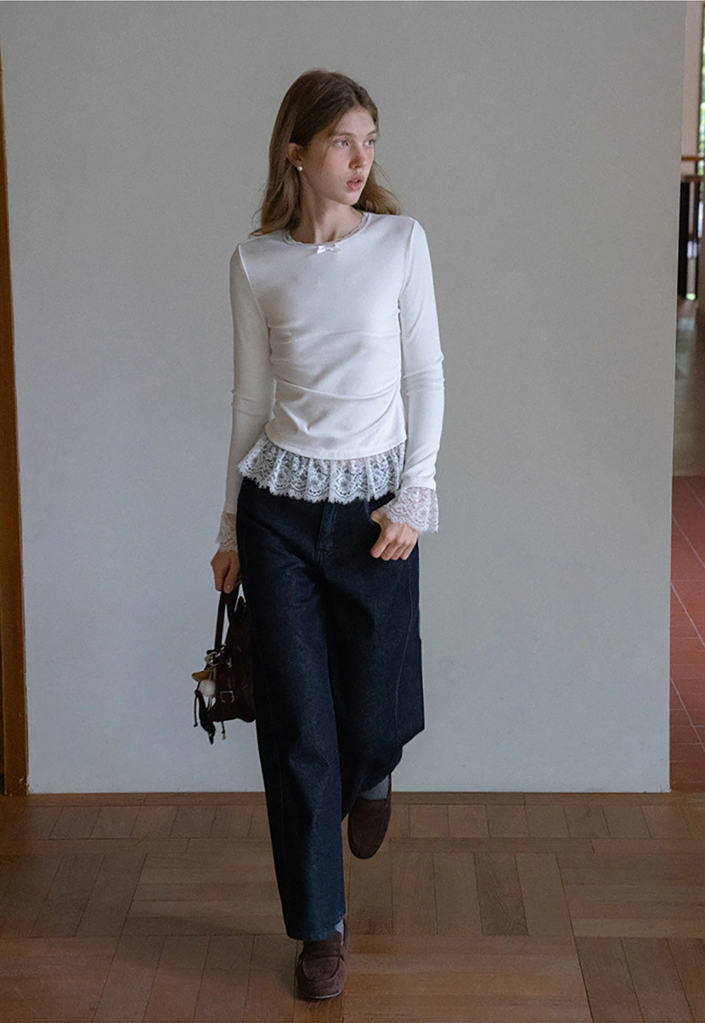 Womens White Long Sleeve Top