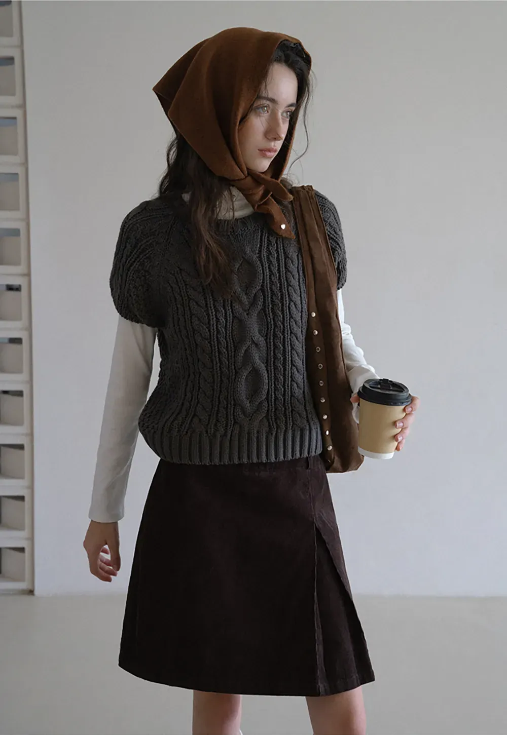 Cable Knit Sleeveless Sweater