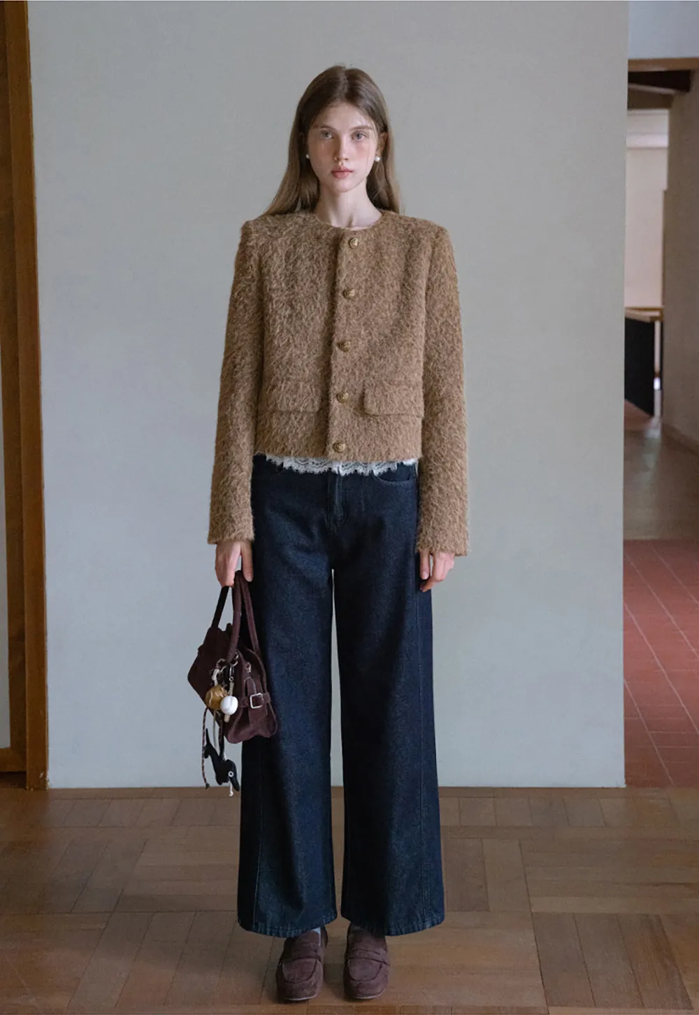 Fuzzy Button Up Jacket