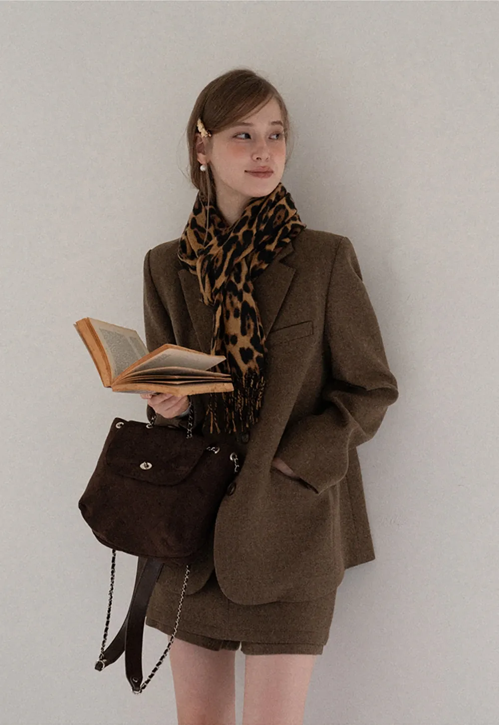 Womens Two-Piece Blazer and Shorts Set