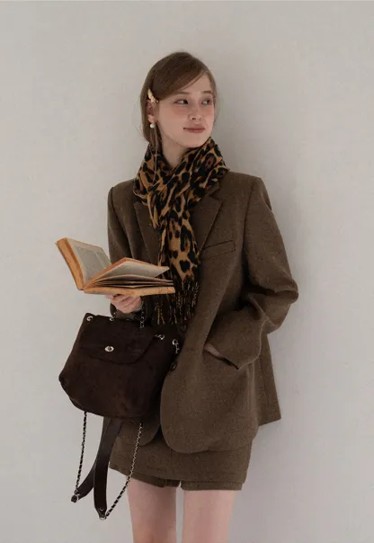 Womens Two-Piece Blazer and Shorts Set