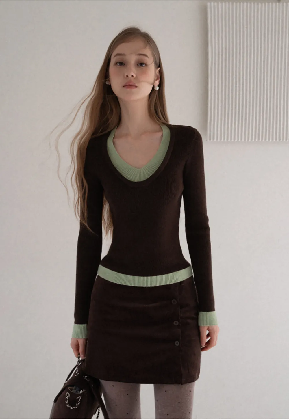 Corduroy Button Front Mini Skirt