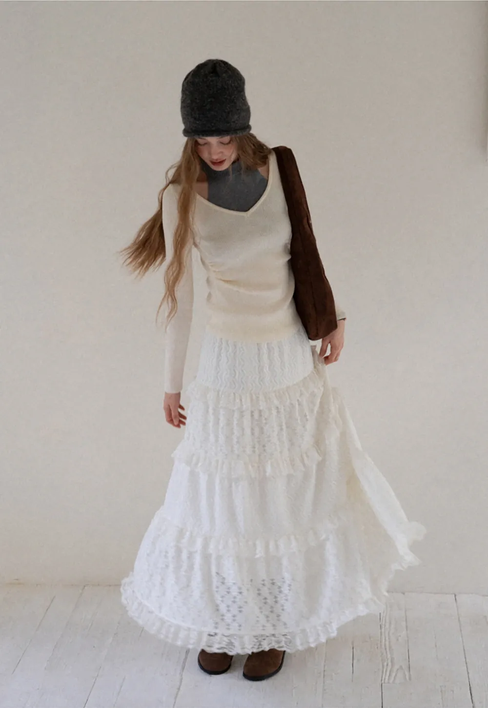 Women Cut Out High Neck Knit Pullover Slim Fit