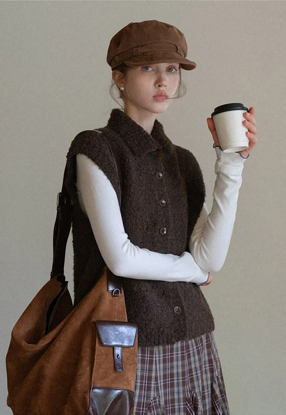 Button-Up Knit Vest with Collar