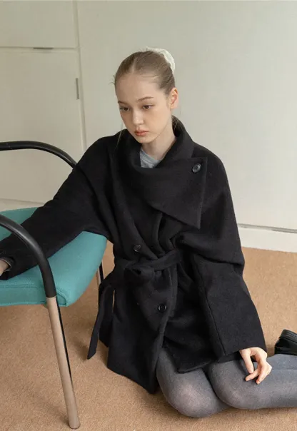 Belted Double Breasted Wool Coat