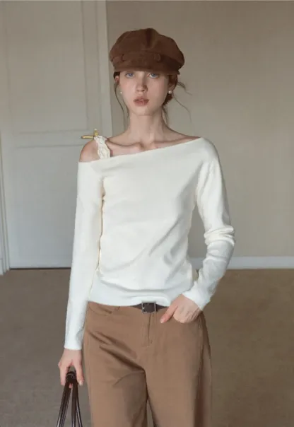One Shoulder Long Sleeve Top