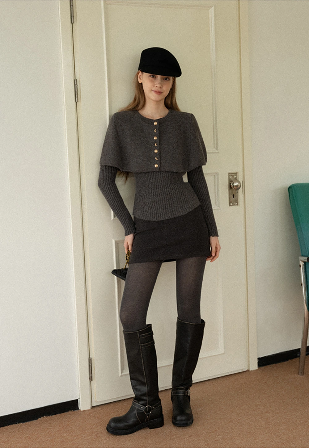 High-Waisted A-Line Wool Skirt