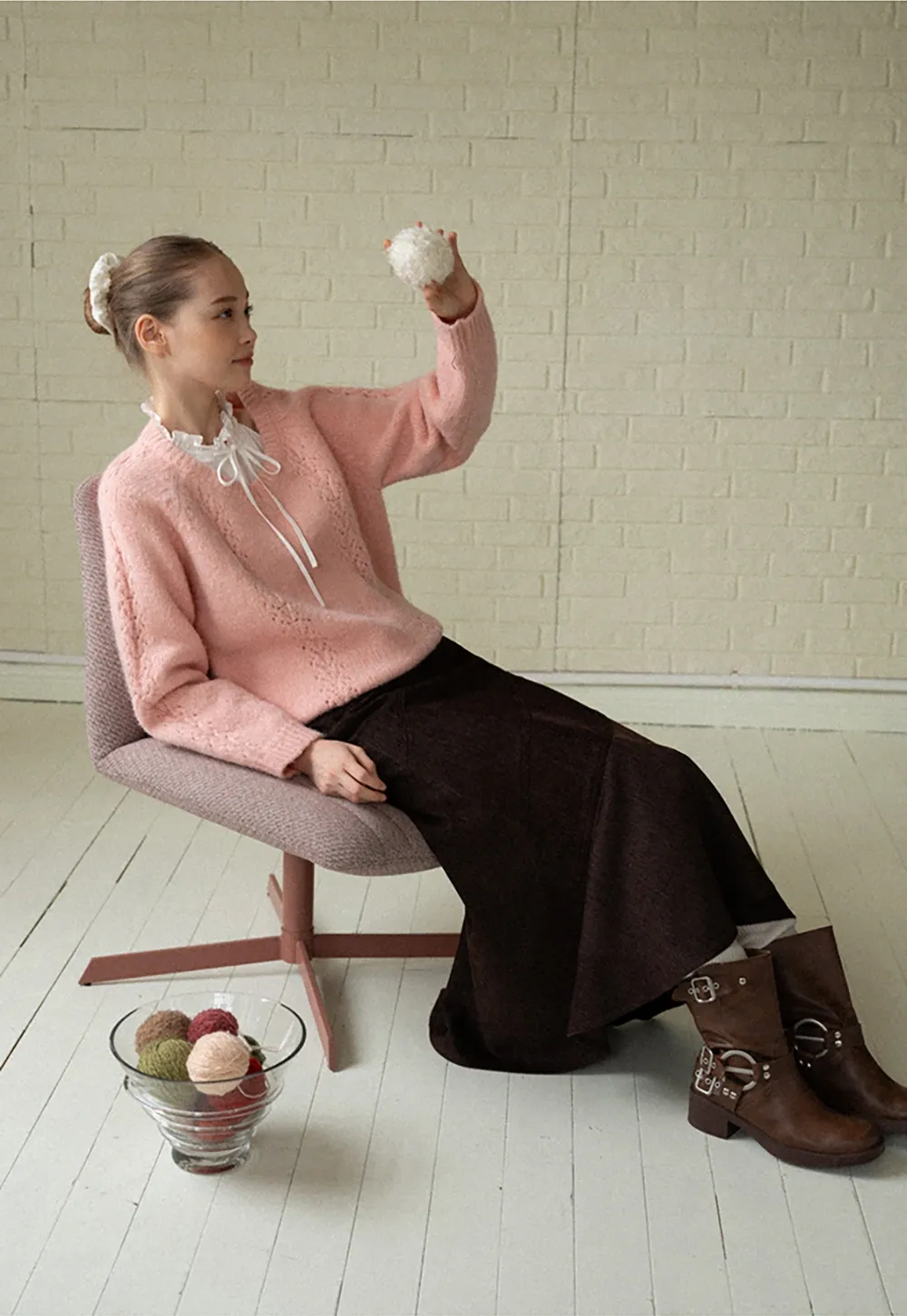 Casual High-Waisted Brown Skirt with Flared Bottom