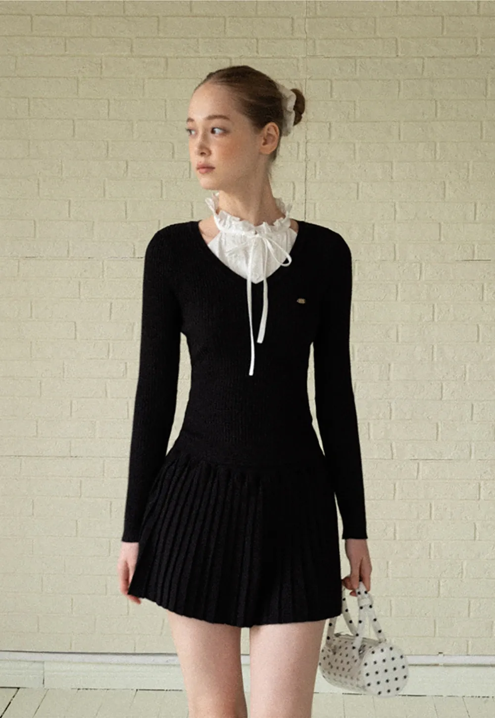 Women White Ruffle Collar Button-Down Crop Top