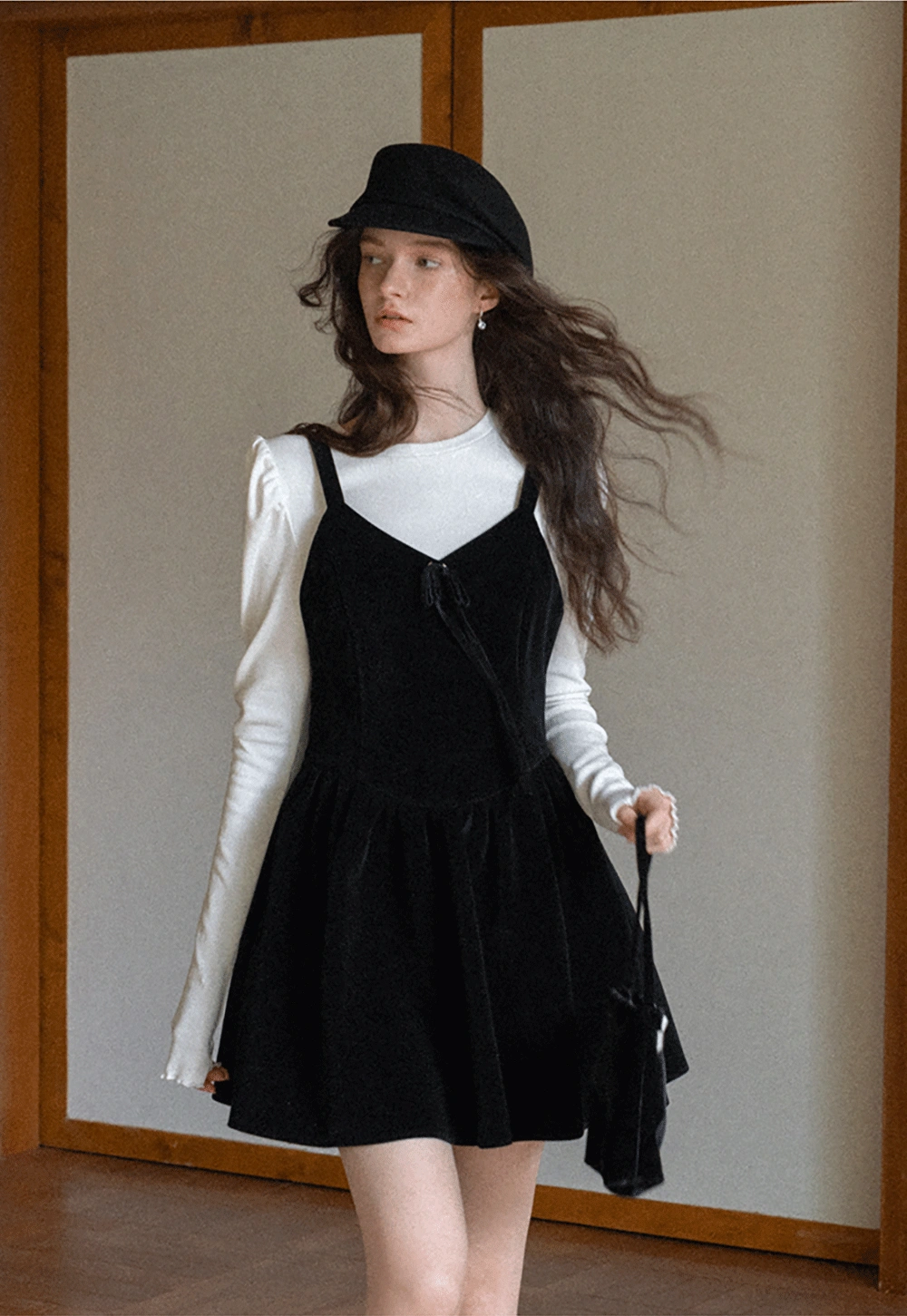 Women White Long Sleeve Top with Puff Sleeves